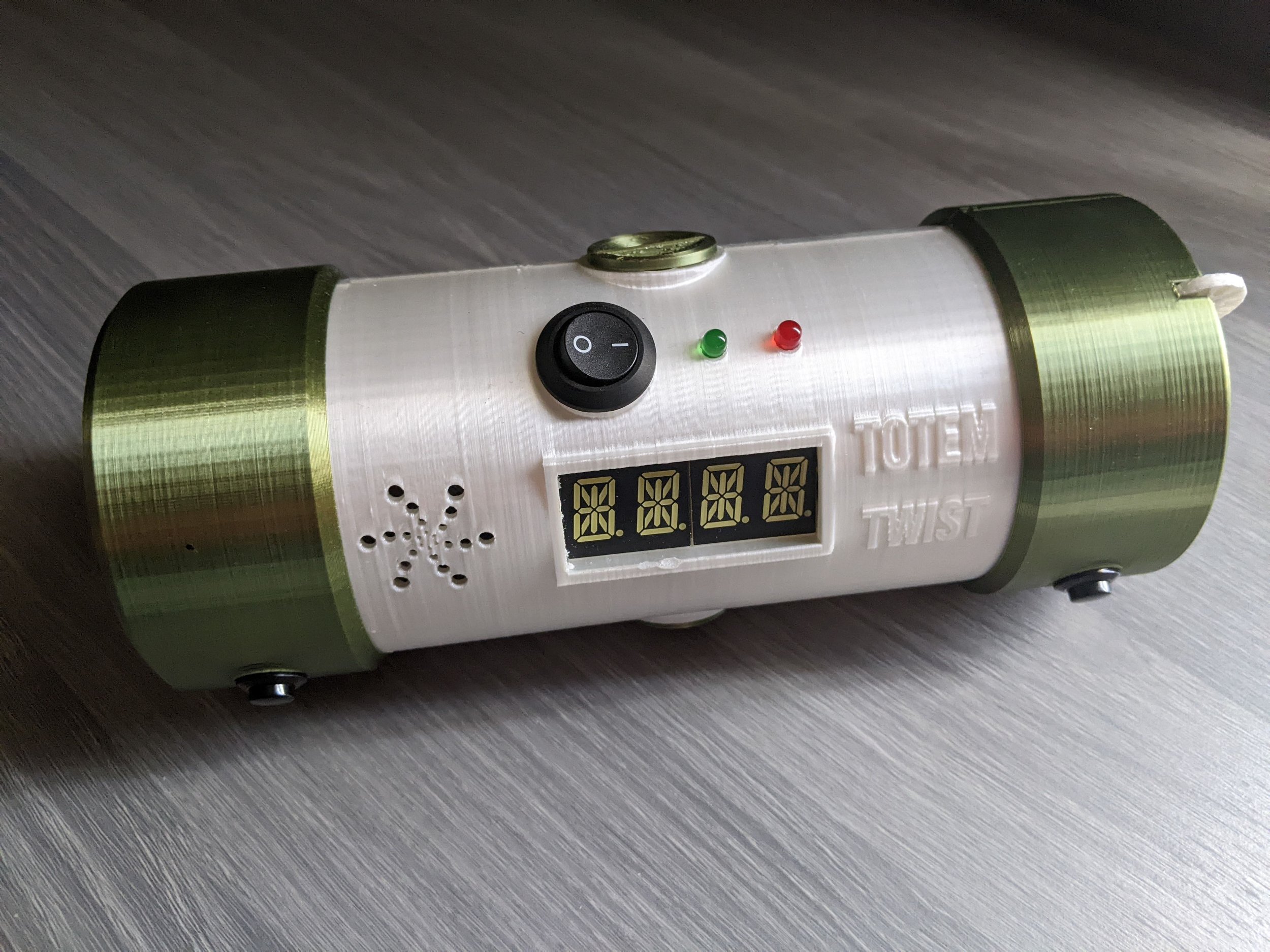 A cylindrical machine with a countdown interface