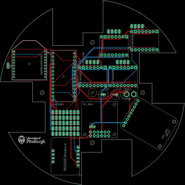 PCB design with traces routed.