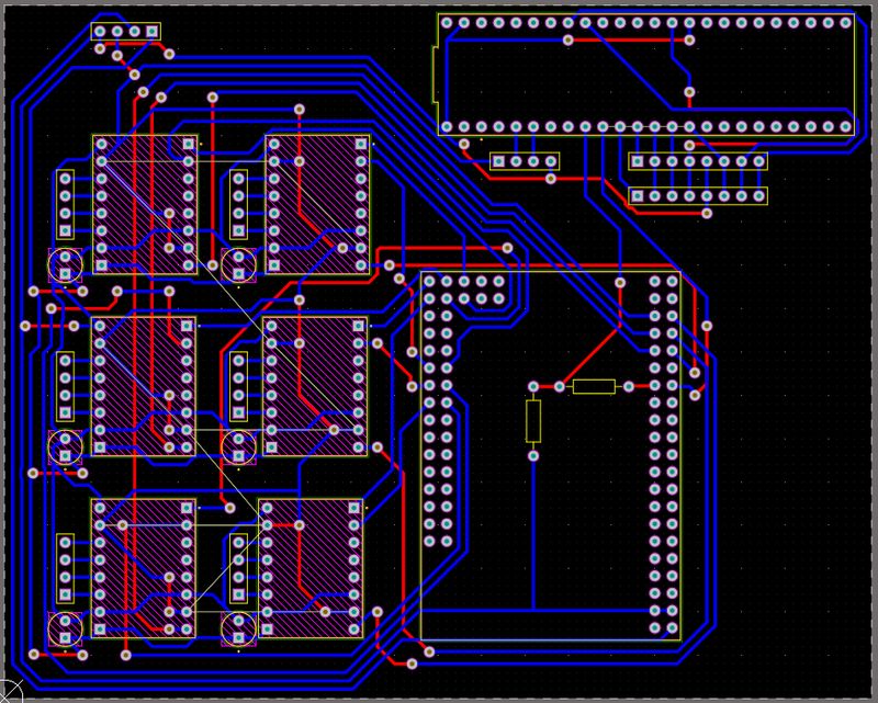 PCB design with traces shown.
