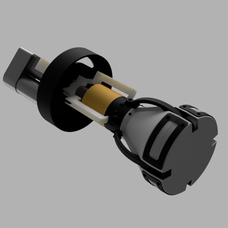 A 3D render of the lander as would be mounted in the rocket.